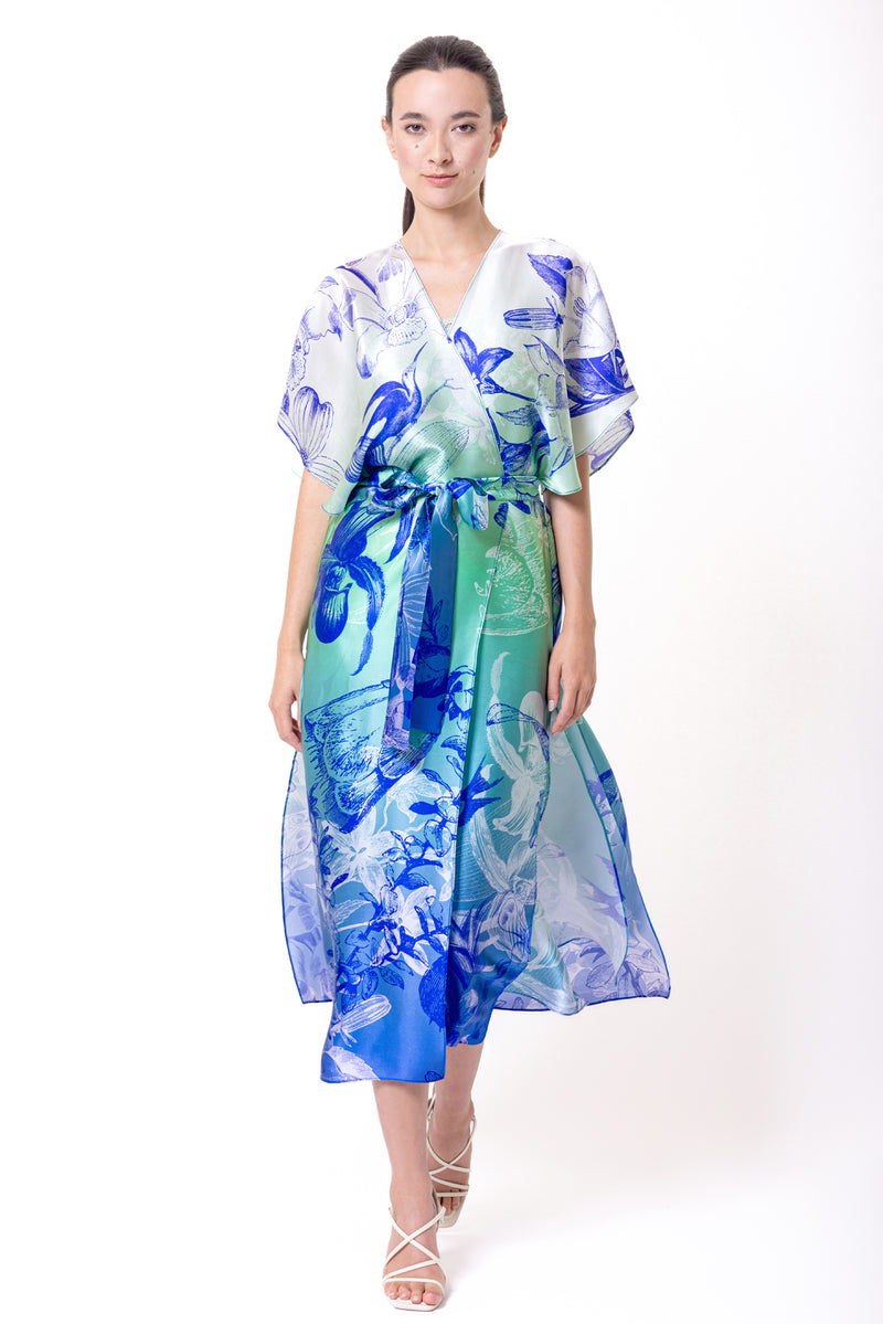 Christine Silk Kimono style short sleeve robe-Made in Canada