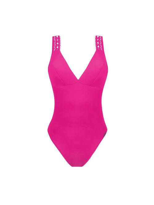 Lise Charmel Best Selling N/W Plunging Back Swimsuit - Ajourage Couture-Fuchsia