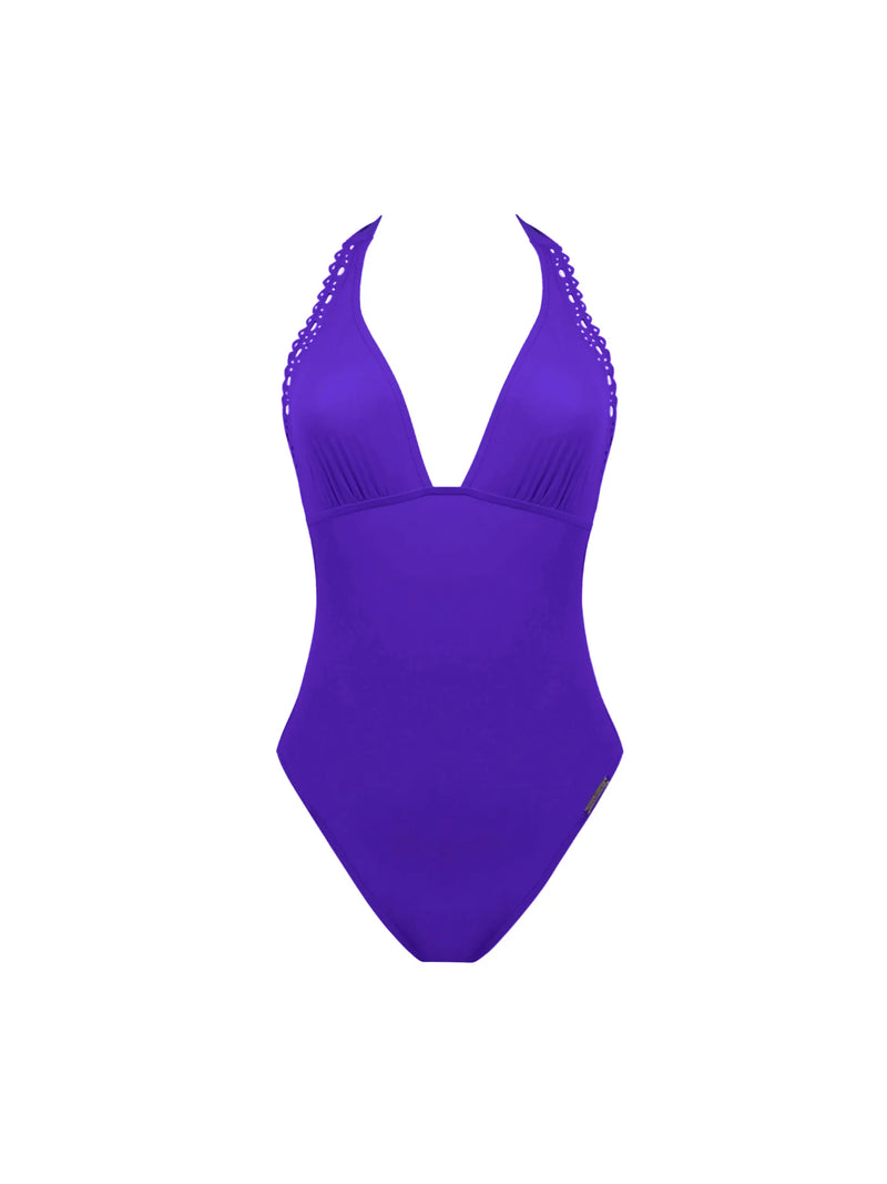 Lise Charmel Best Selling N/W Plunging Back Swimsuit - Ajourage Couture Black, Purple, Green , Blue