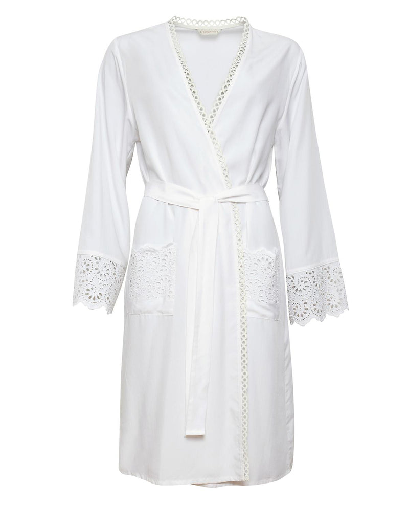Cyberjammies Embroidered Short Dressing Gown - White