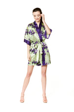 Christine Silk Short Robe - Pagoda Print - Made in Canada