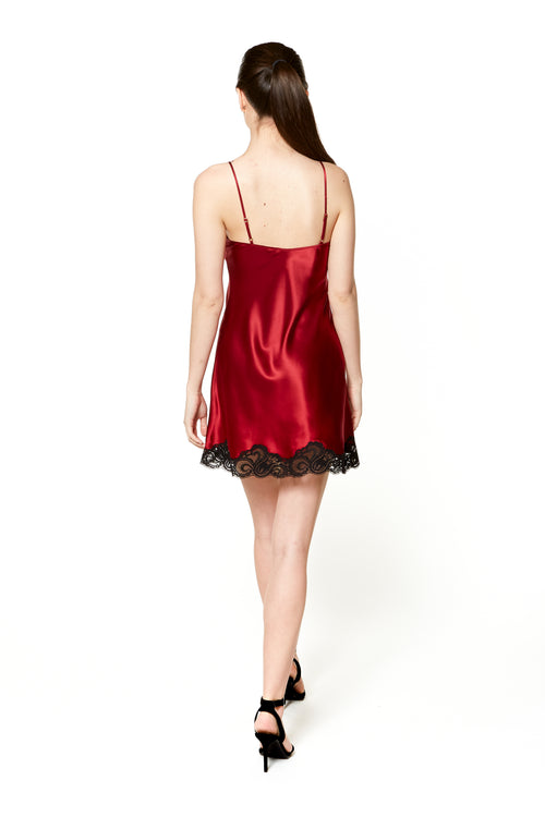 Christine Silk Short Nightgown - Valentina Print - Made in Canada