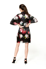 Christine Silk Short Kimono Style Robe - Valentina Print - Made in Canada
