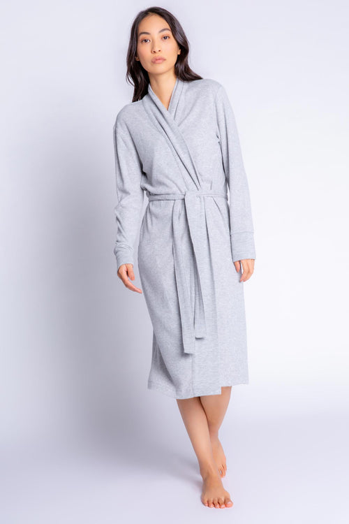 PJ Salvage Long Robe-Textured Essentials-Gray